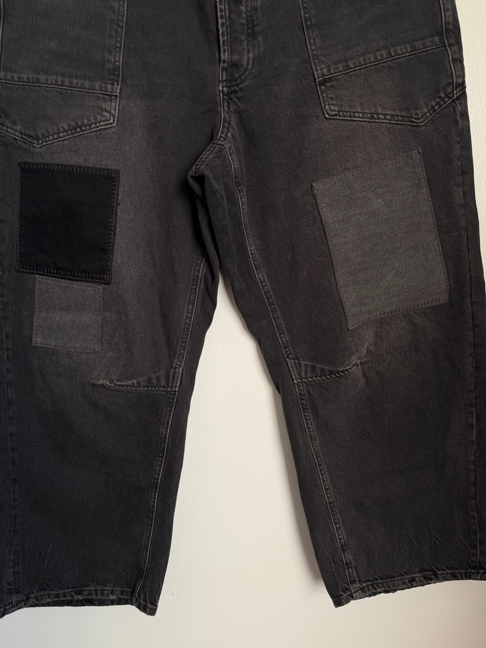 We The Free FP We Moxie Pull On Barrel Jeans Night Hawk Black Women Patch Sz 32 - Picture 5 of 11